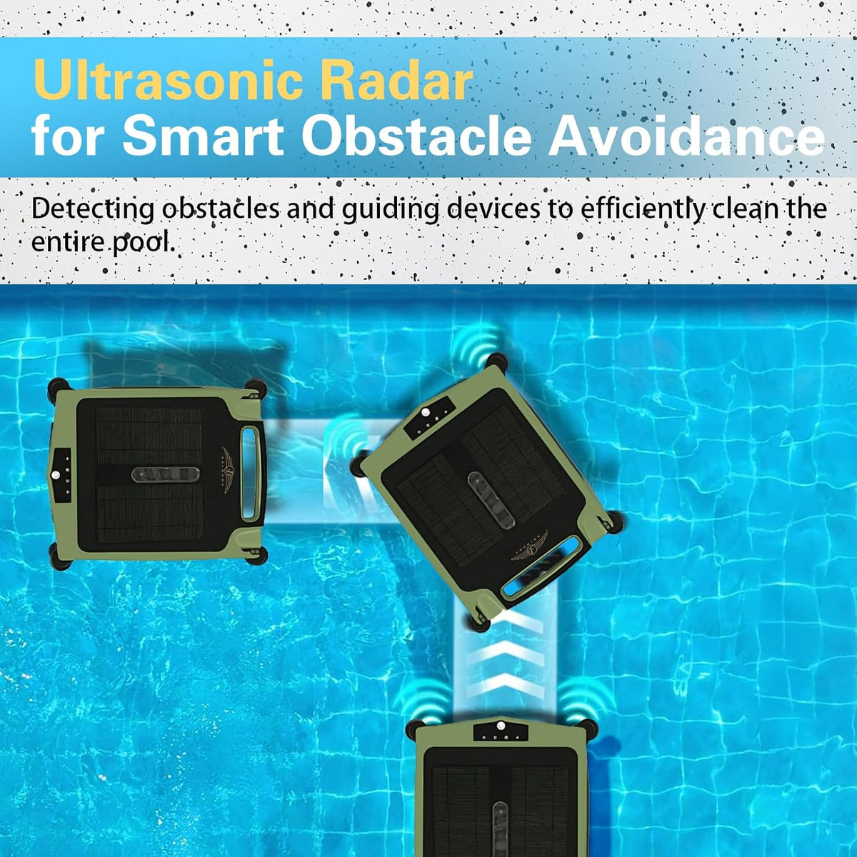 Cordless Robotic Pool Cleaner, Solar Powered Pool Skimmer with Dual Charging Options, Pool Robot Vacuum with Automatic Obstacle Avoidance, Green P66001
