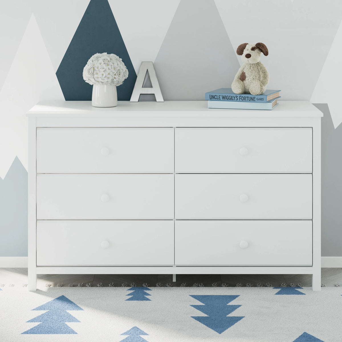 White 6 Drawer Kids Double Dresser Q614