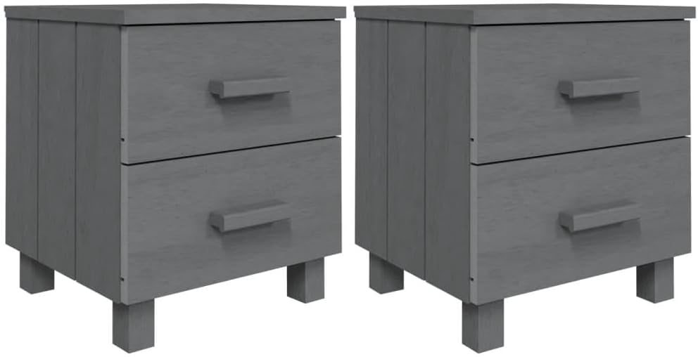 Solid Wood Bedside Cabinets - Dark Gray 2-piece O714