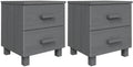 Solid Wood Bedside Cabinets - Dark Gray 2-piece O714
