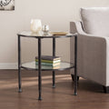 Black Metal and Glass Round End Table Z13237