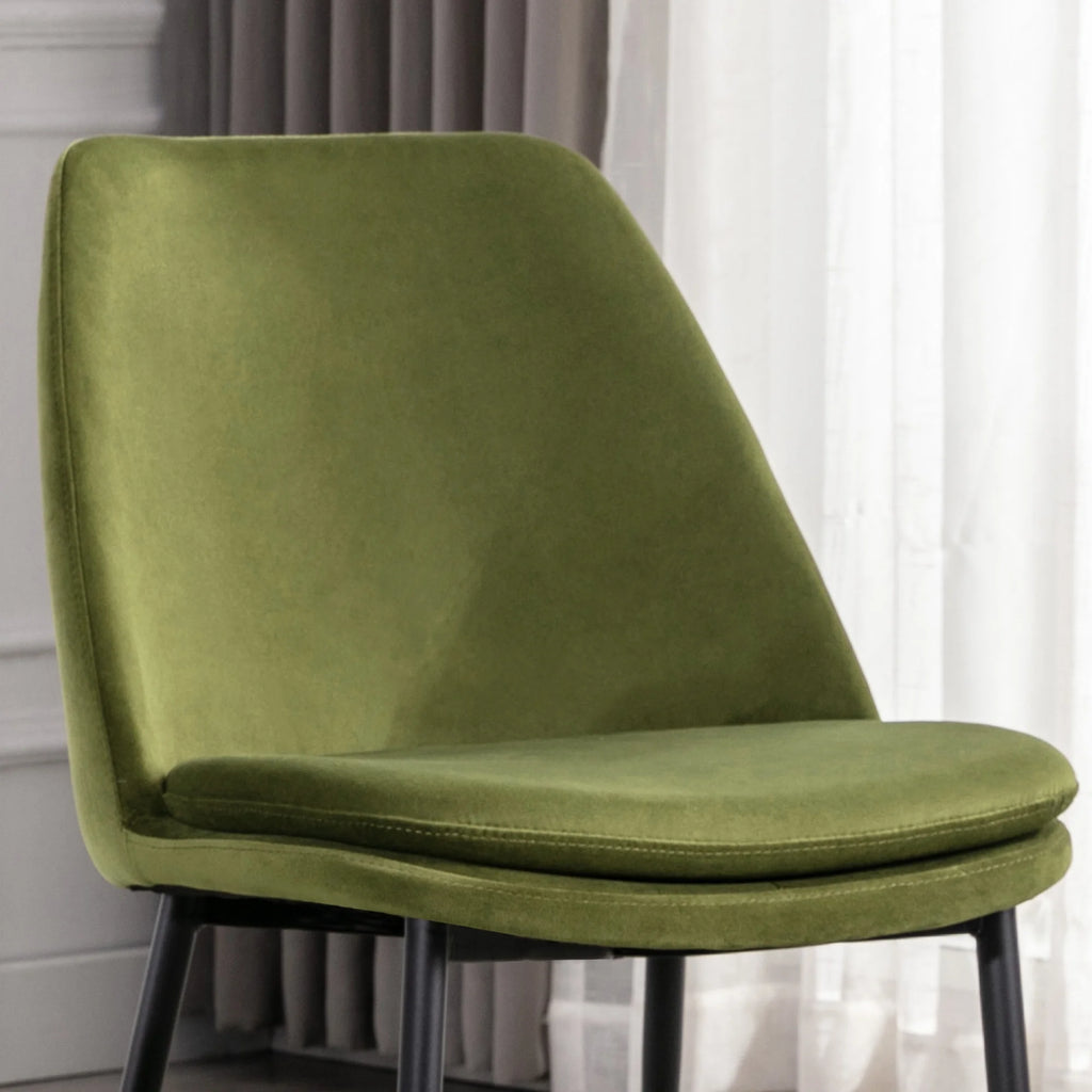Velvet Upholstered Dining Chair Set of 2 with Black Metal Legs T527282