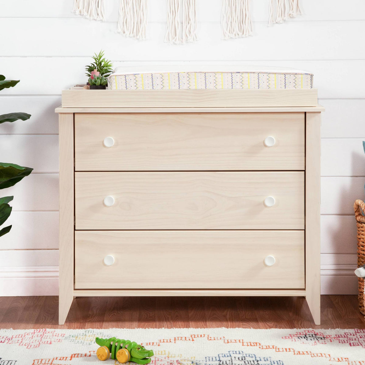 3-Drawer Changer Dresser with Removable Changing Tray Washed Natural White Q72446