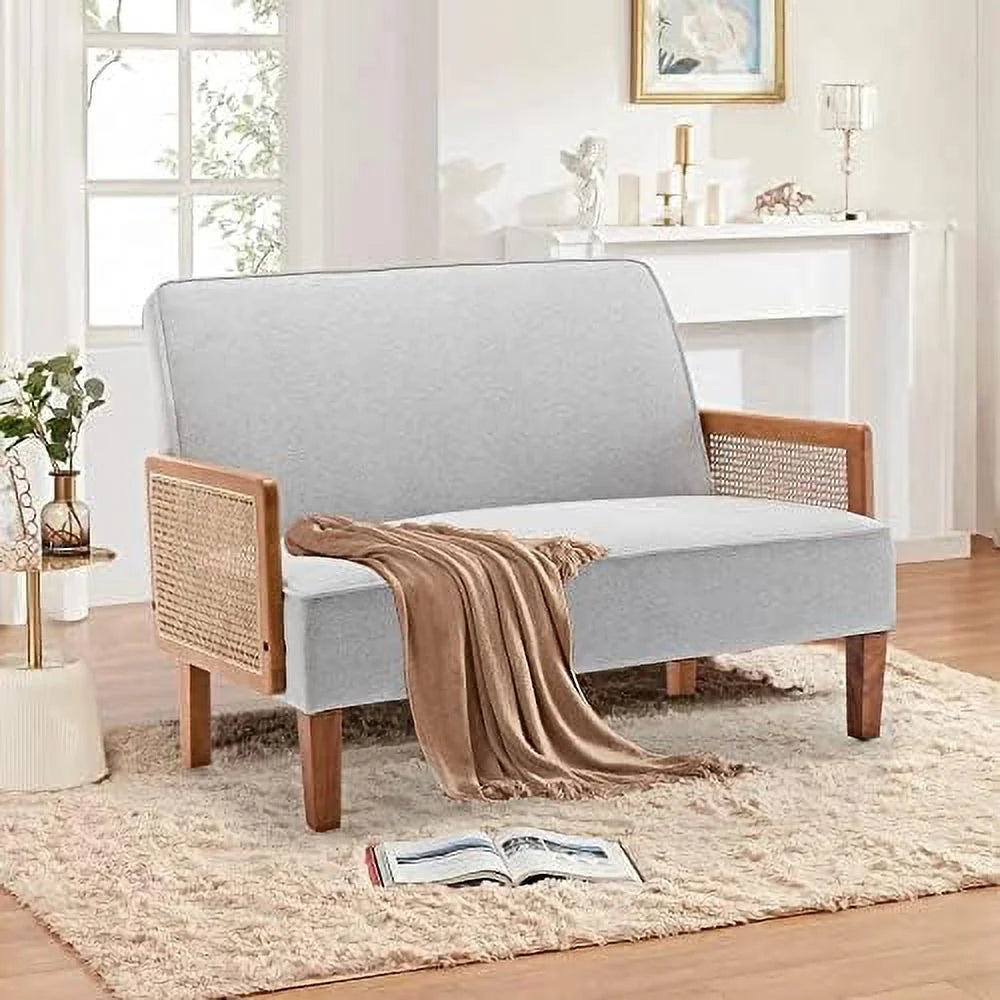 Light Gray Upholstered Small Loveseat Sofa C11439