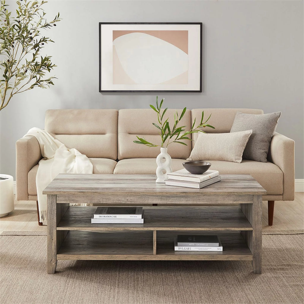 48" Grooved Panel Sided Wood Coffee Table M926