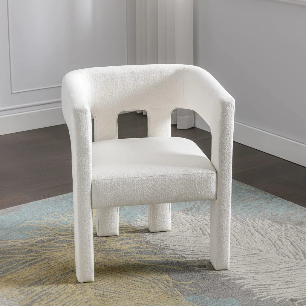 Beige Upholstered Accent Chair with Solid Wood Frame J901321