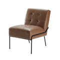 Walnut Faux Leather Armless Accent Chair W27803