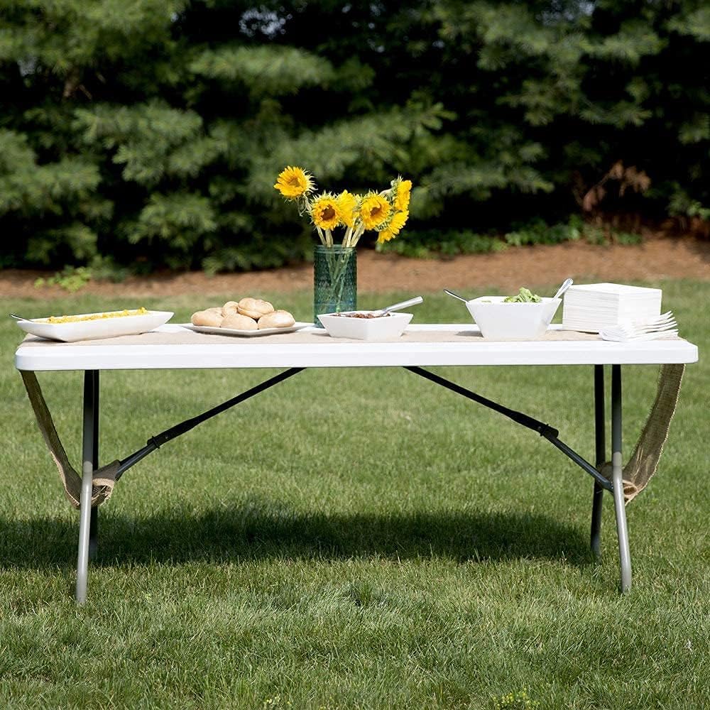 White Folding Plastic Dining Table with Handle N3911