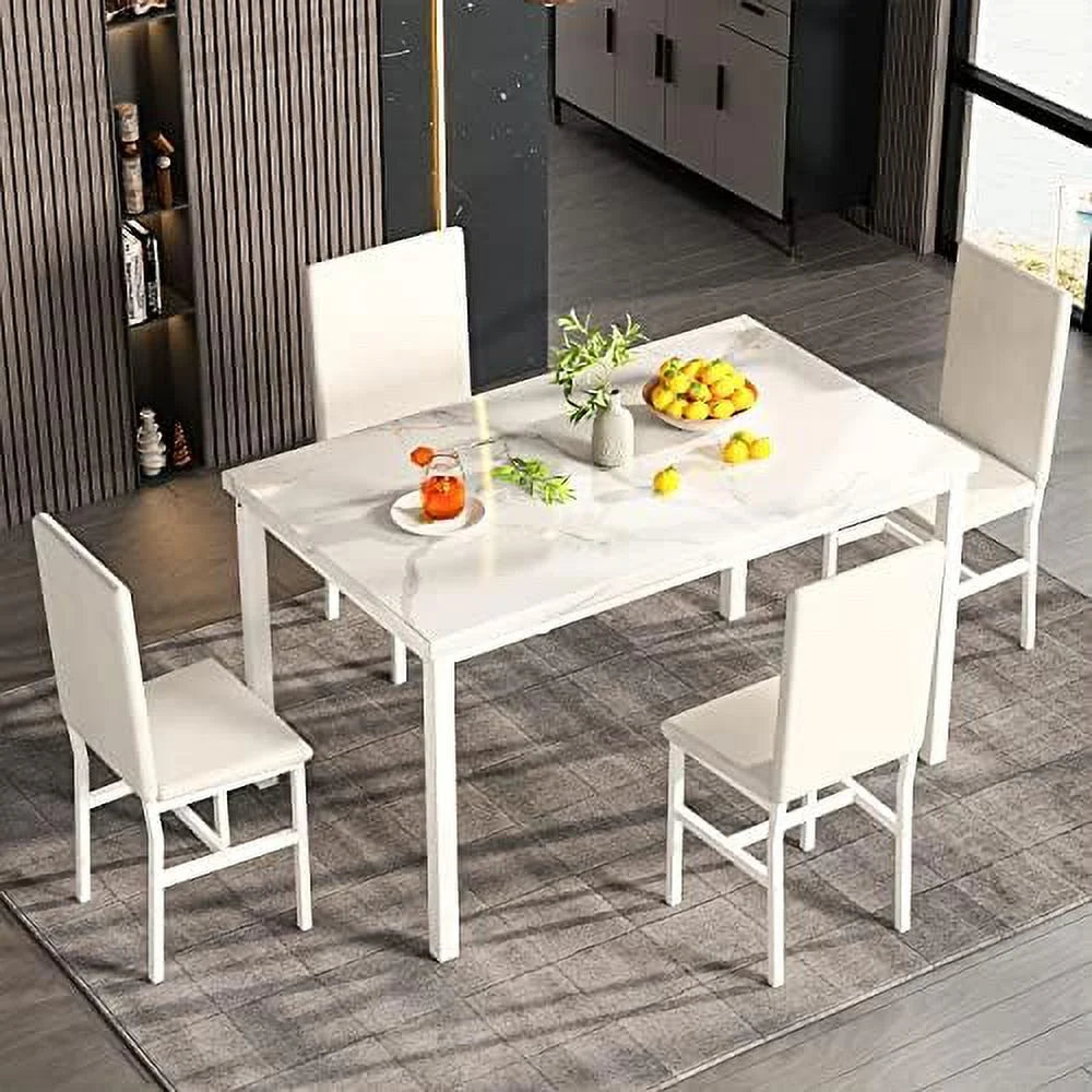 5-Piece Faux Marble Kitchen Table & Chair Set K375