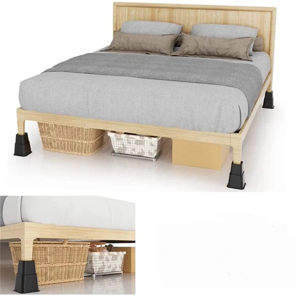 Black 8 Pack Plastic Bed Risers N282750