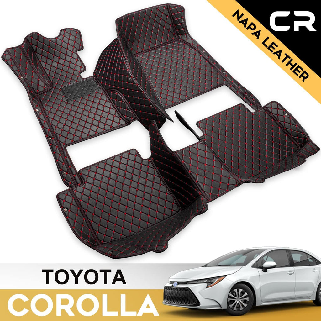 Leather Car Floor Mats 1st & 2nd Row Black J379