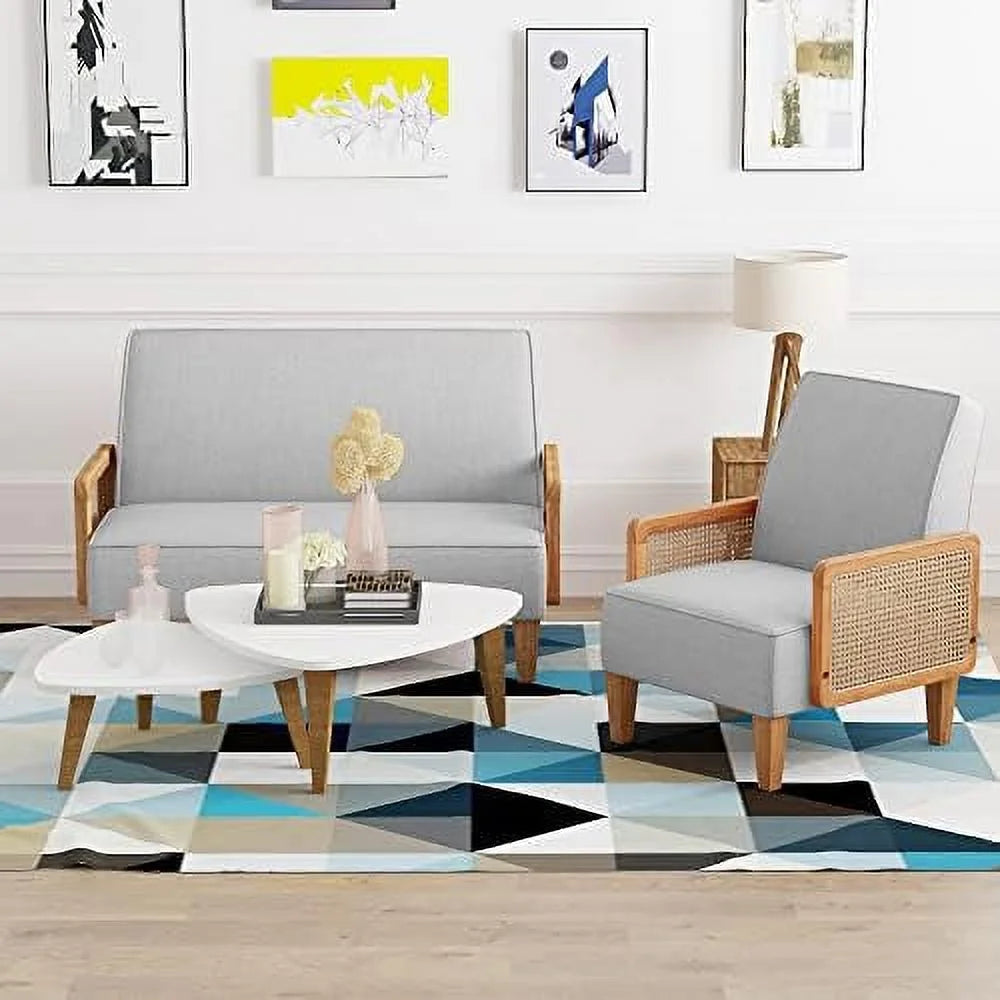 Light Gray Upholstered Small Loveseat Sofa C11439