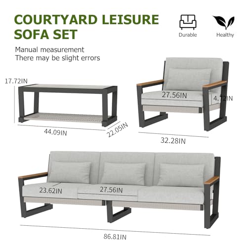 4 Seats Aluminum Outdoor Sofa Set with Coffee Table N380