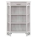 Weathered White 3-Shelf Corner Bookcase with Drawer Storage T239756