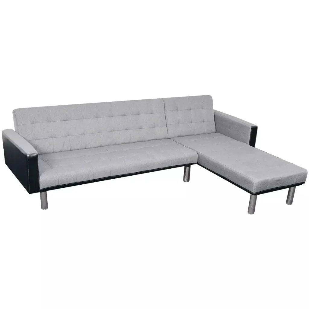 L-shaped Sofa Bed Fabric Black and Gray Z957573