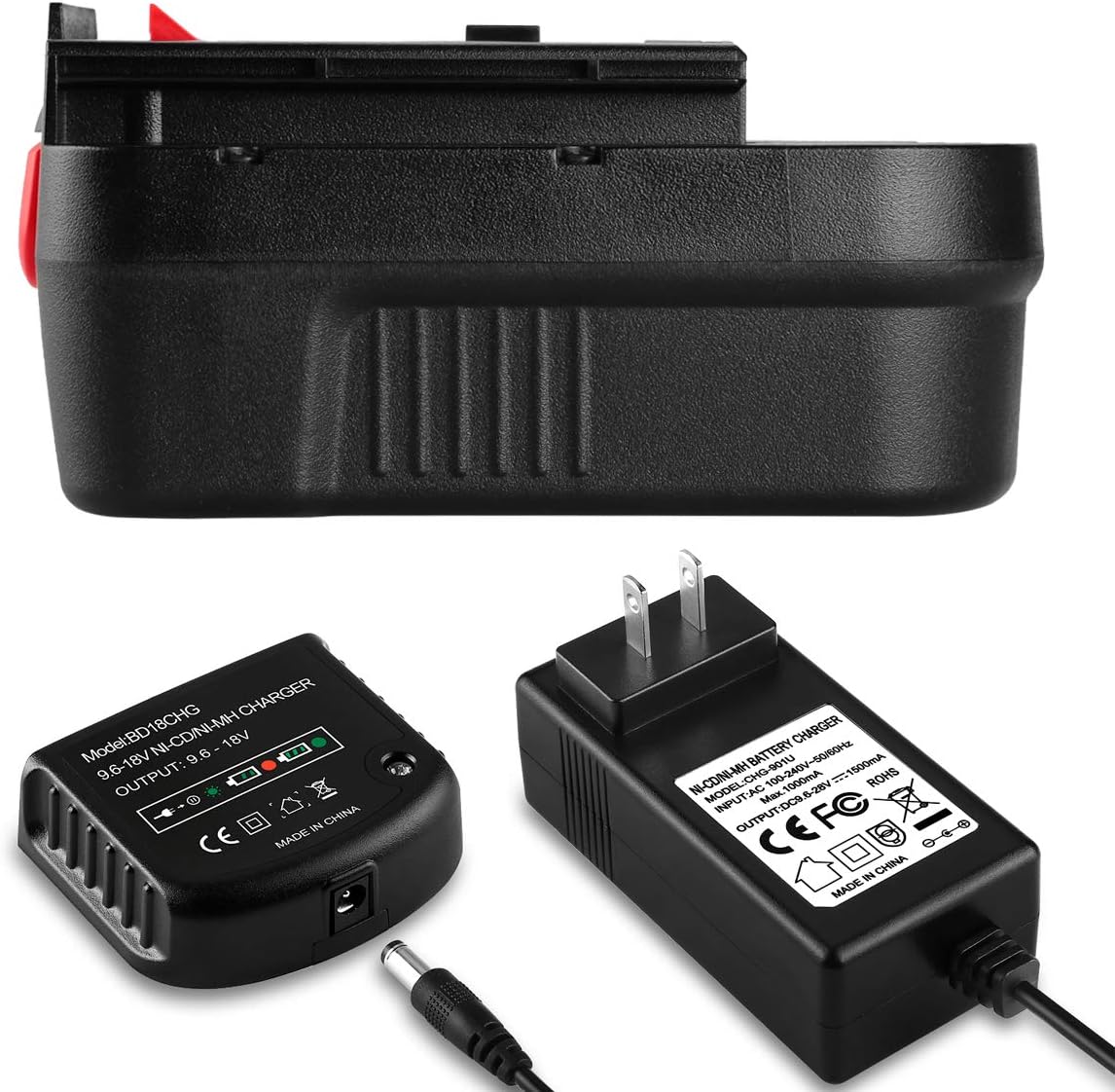 3500mAh HPB18 Replacement for Black and Decker 18 Volt Battery Ni-CD Pack of 2 R296755