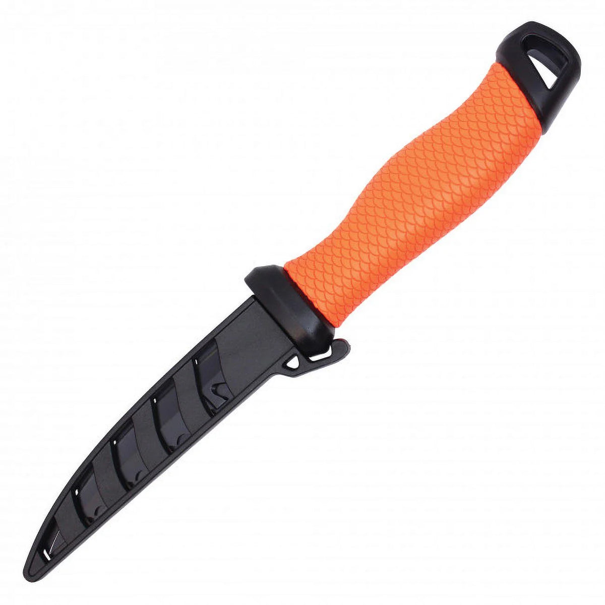 10.5" Gut Hook Filet Knife Orange Handle with Black Sheath P625