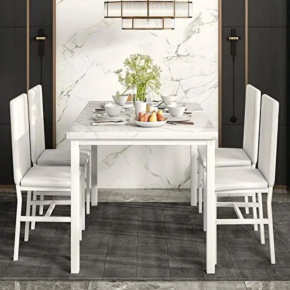 5-Piece Faux Marble Kitchen Table & Chair Set K375