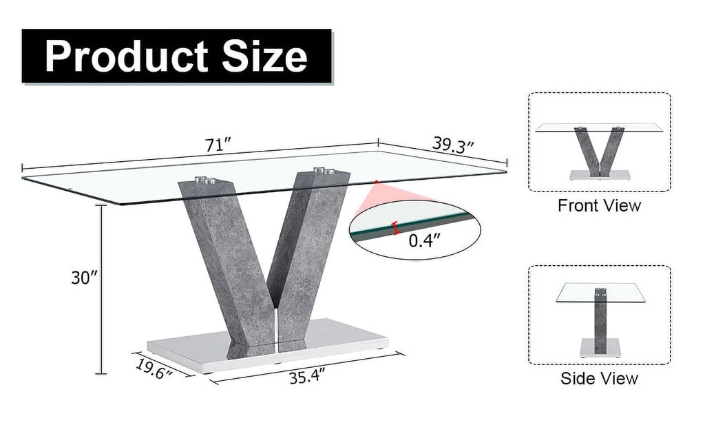 Modern Minimalist Rectangular Glass Dining Table for 6-8 F584612