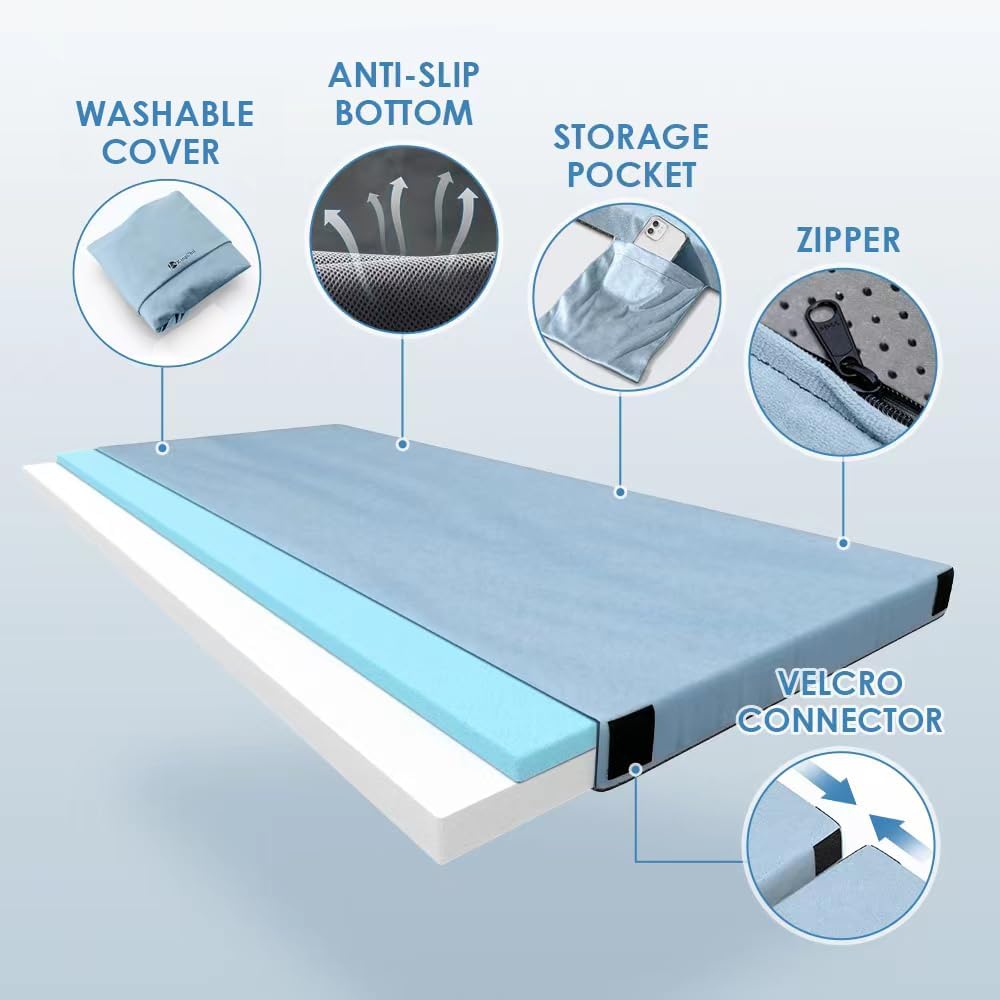 Memory Foam Camping Mattress with Waterproof Cover & Travel Bag B713456