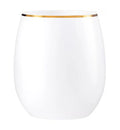 Stemless Plastic Wine Goblet 12 oz White Gold Rim Pack of 6 Z5554