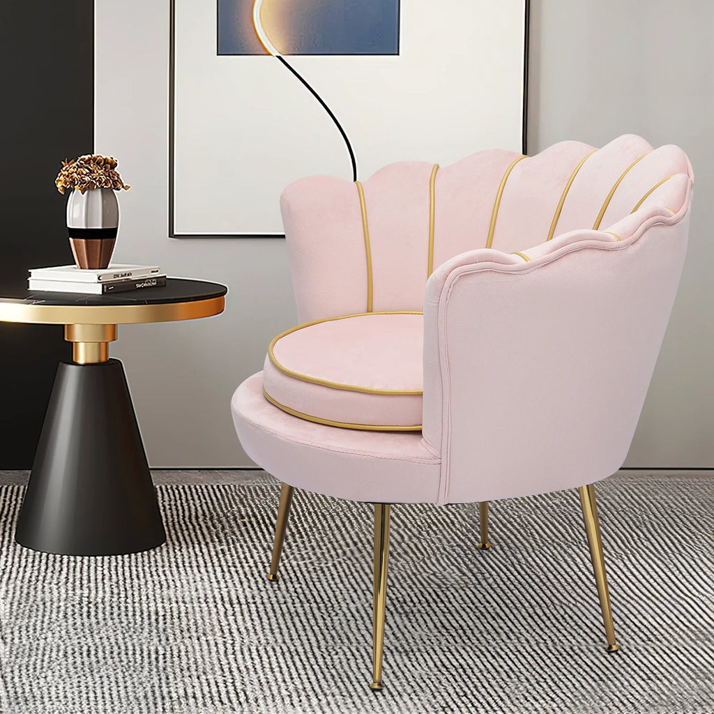 Light Pink Velvet Accent Chair with Pillow G3009