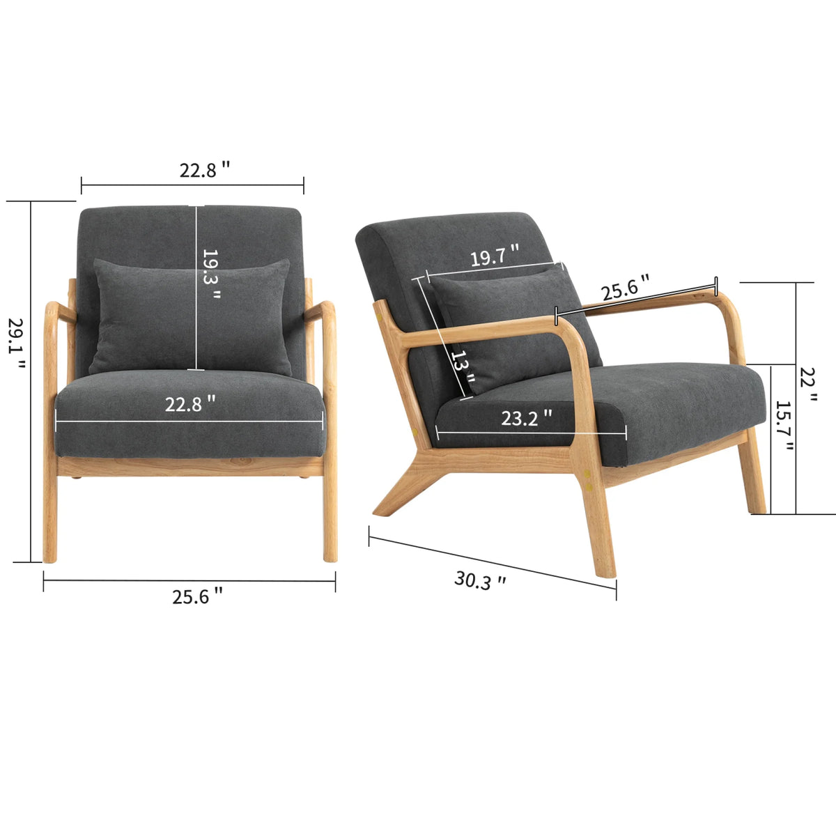 Mid Century Modern Upholstered Accent Chair with Wood Frame X790