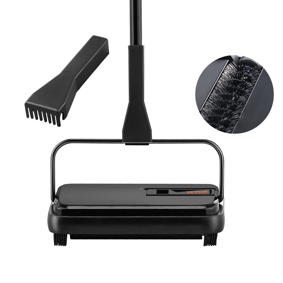 Carpet Sweeper Manual 7.87 in Non Electric Horsehair Black U4905