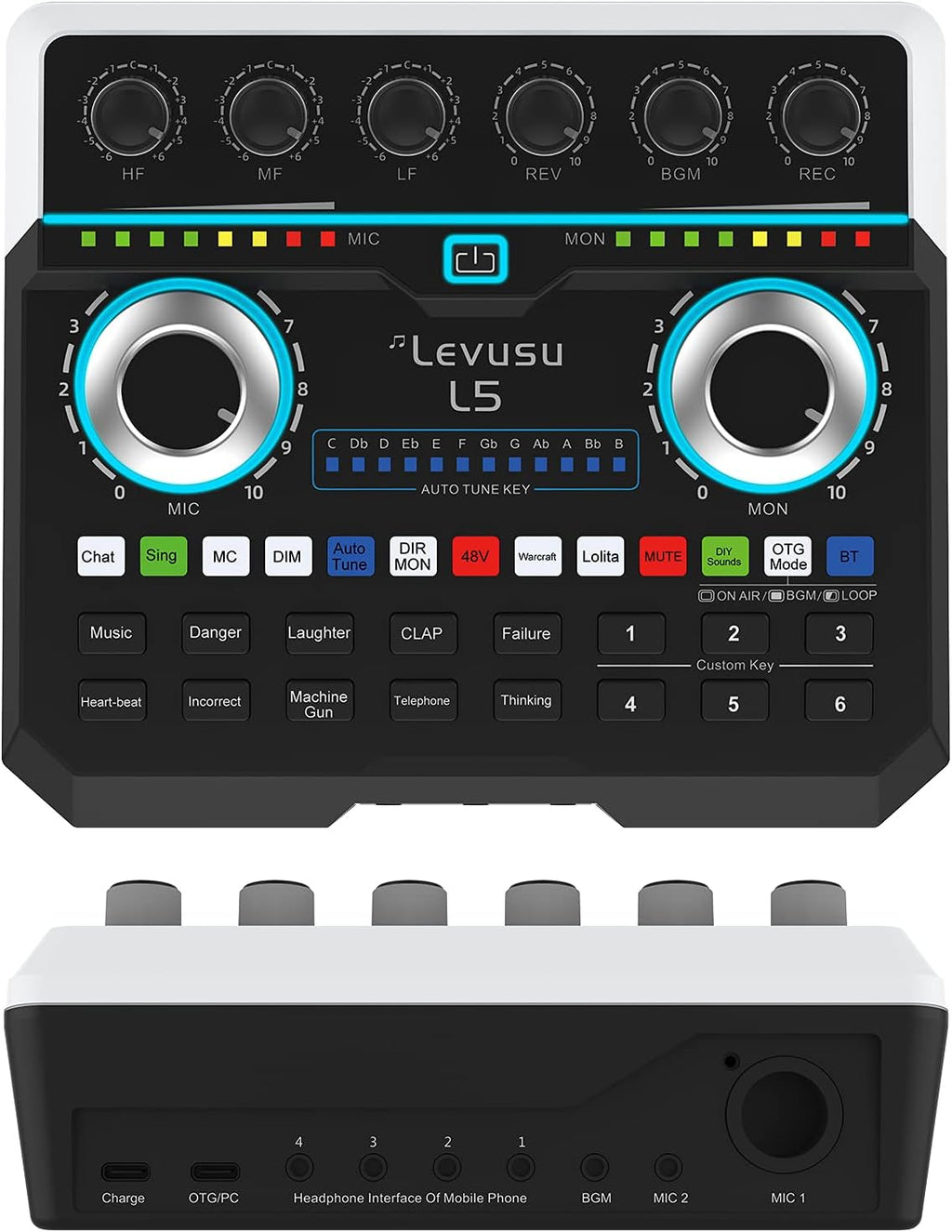 USB Digital Audio Interface with DJ Mixer and Live Sound Card, XLR, Phantom Power, Portable Podcast Studio Equipment U1446
