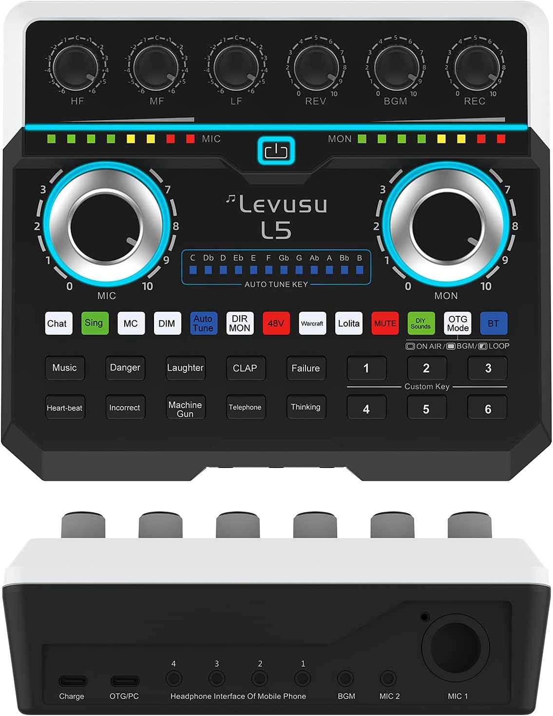 USB Digital Audio Interface with DJ Mixer and Live Sound Card, XLR, Phantom Power, Portable Podcast Studio Equipment U1446
