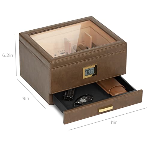 Glass Top Humidor with Cedar and Digital Hygrometer P584