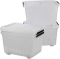 30 L Clear Plastic Storage Box with Wheels, 4-Pack Q424620
