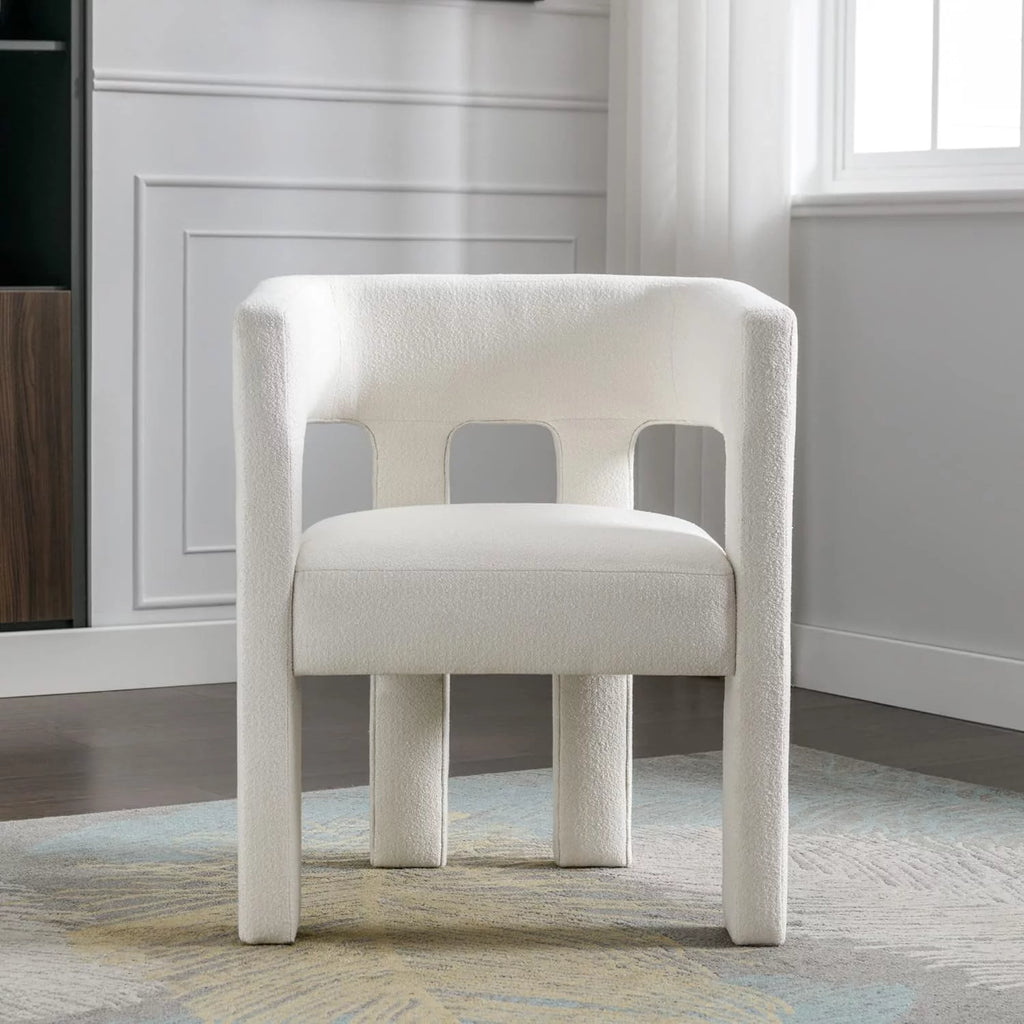 Beige Upholstered Accent Chair with Solid Wood Frame J901321