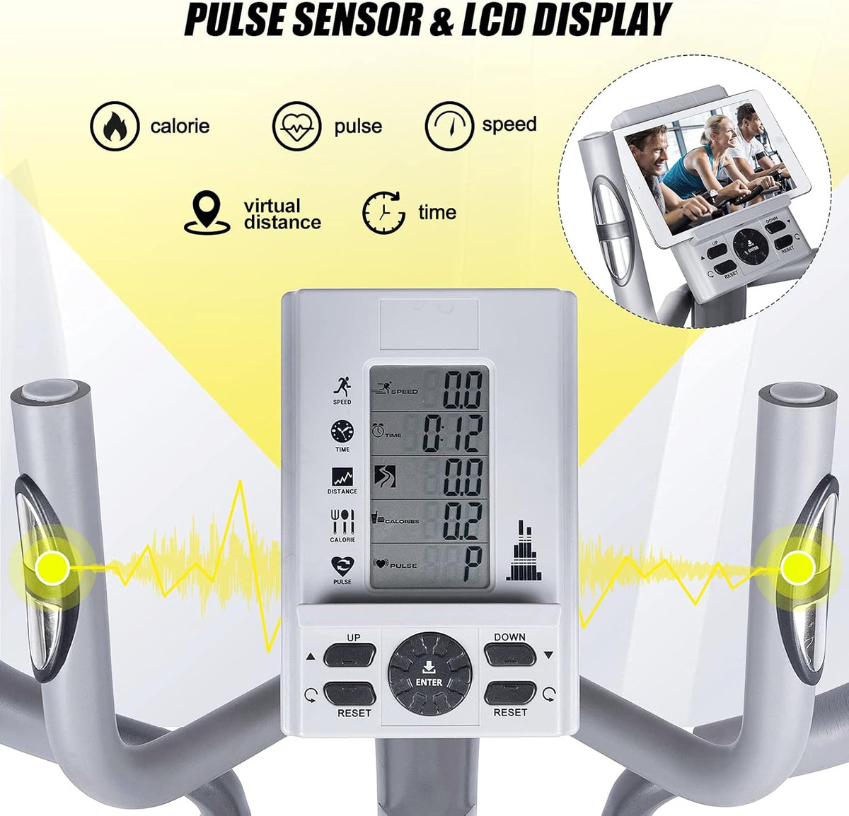 Adjustable Magnetic Elliptical Cross Trainer with LCD Monitor and Pulse Sensors Z246