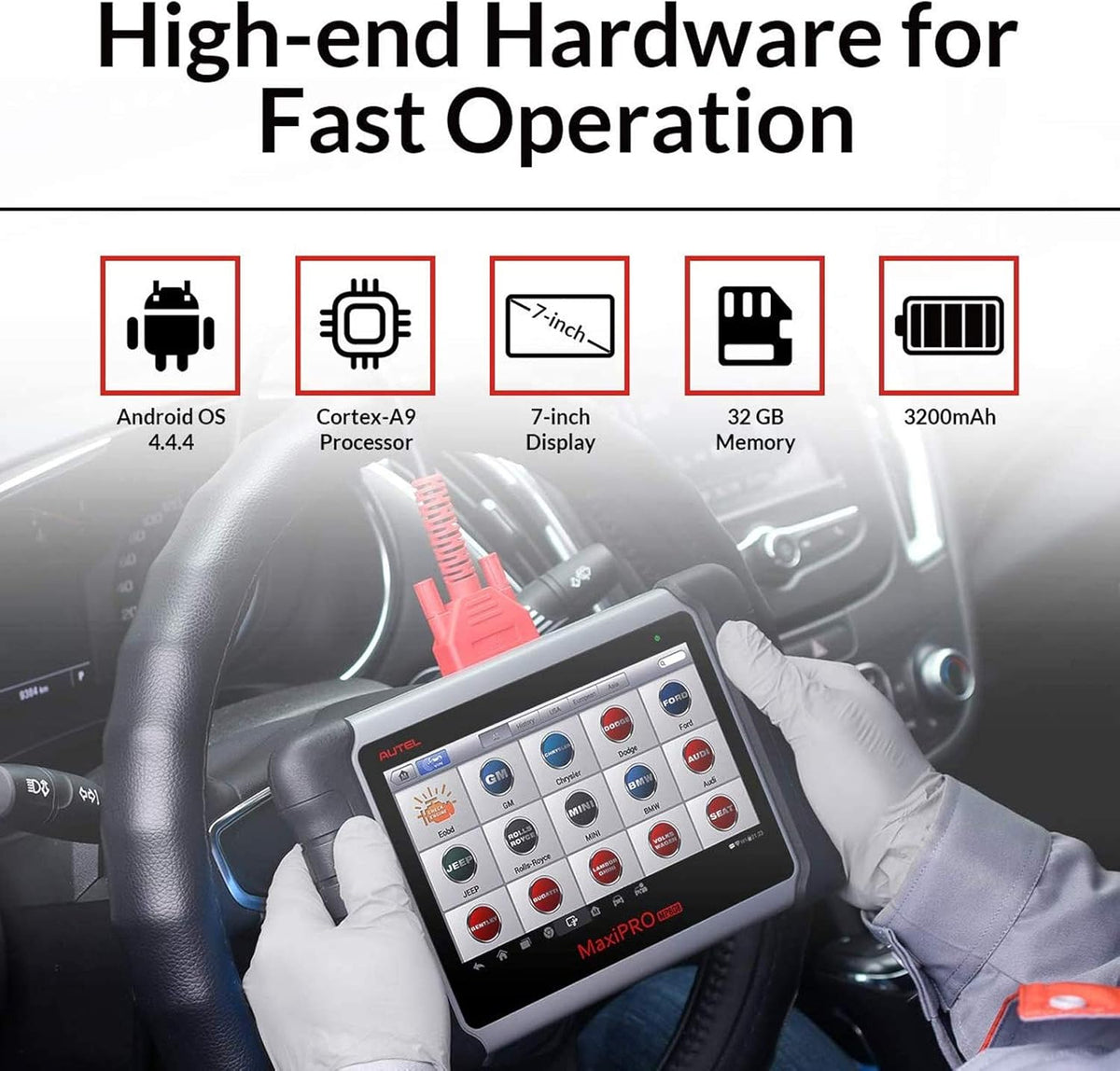 Autel MaxiPRO MP808 Automotive Diagnostic Scan Tool with All Systems Diagnoses, Bi-directional Control, 30+ Service Function, Key Coding and Injector Coding O584927