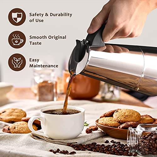 Stainless Steel 6 Cup Moka Pot Stovetop Espresso Maker C492590