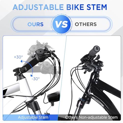 26'' 1000W Peak Electric Mountain Bike with 48V 374.4WH Removable Battery, 21-Speed F1369