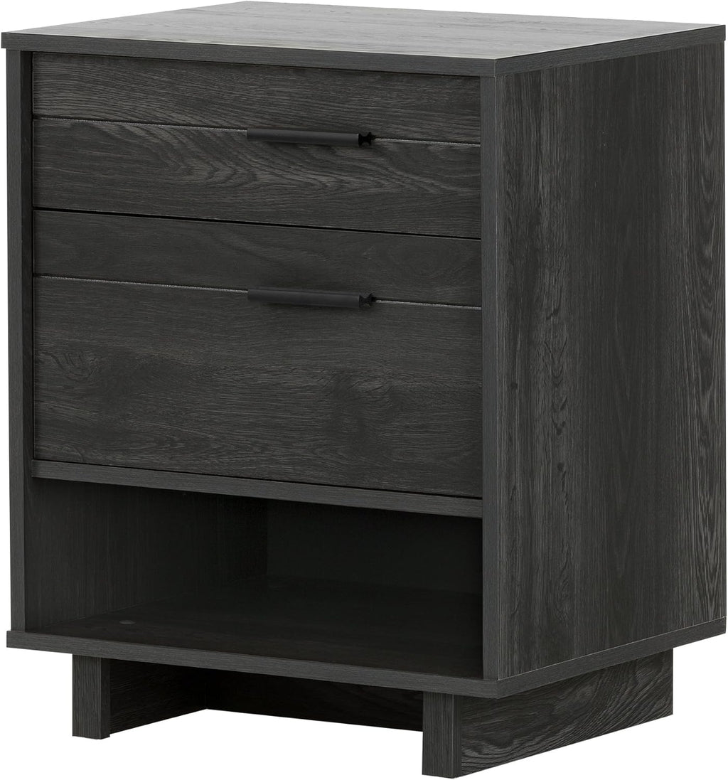 Gray Oak Nightstand with Cord Catcher H558