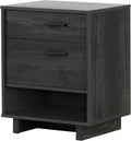 Gray Oak Nightstand with Cord Catcher H558