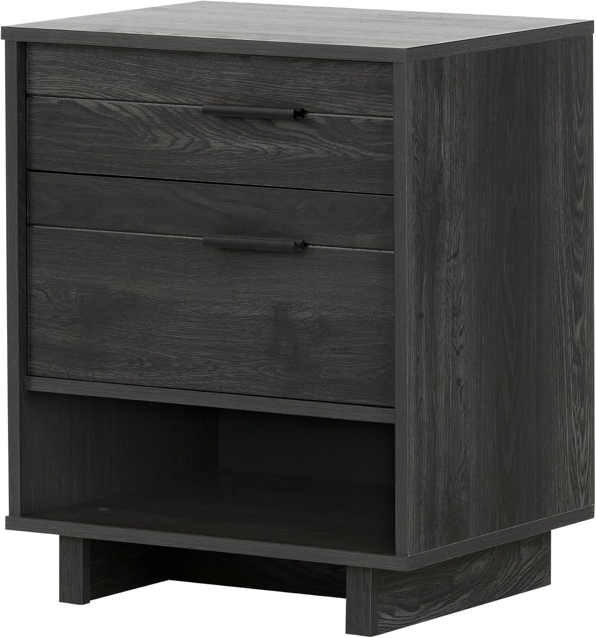 Gray Oak Nightstand with Cord Catcher H558