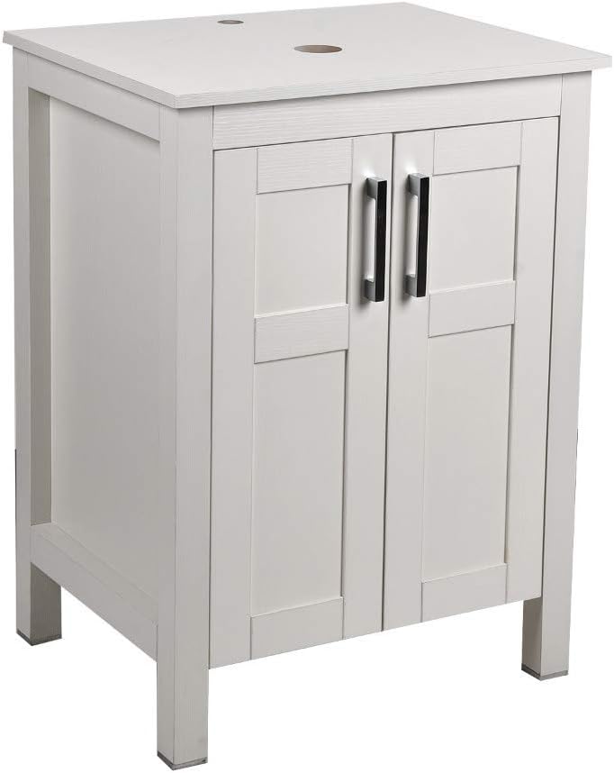 24 Inches White Single Bathroom Vanity Set with Top and 2-Door Cabinet S281