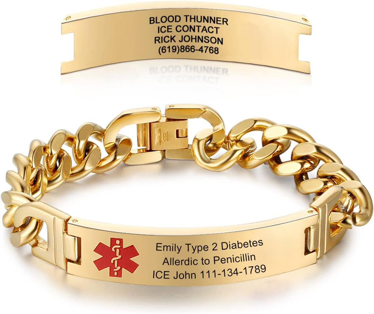 Stainless Steel Medical ID Bracelets for 8.5 Inches U500