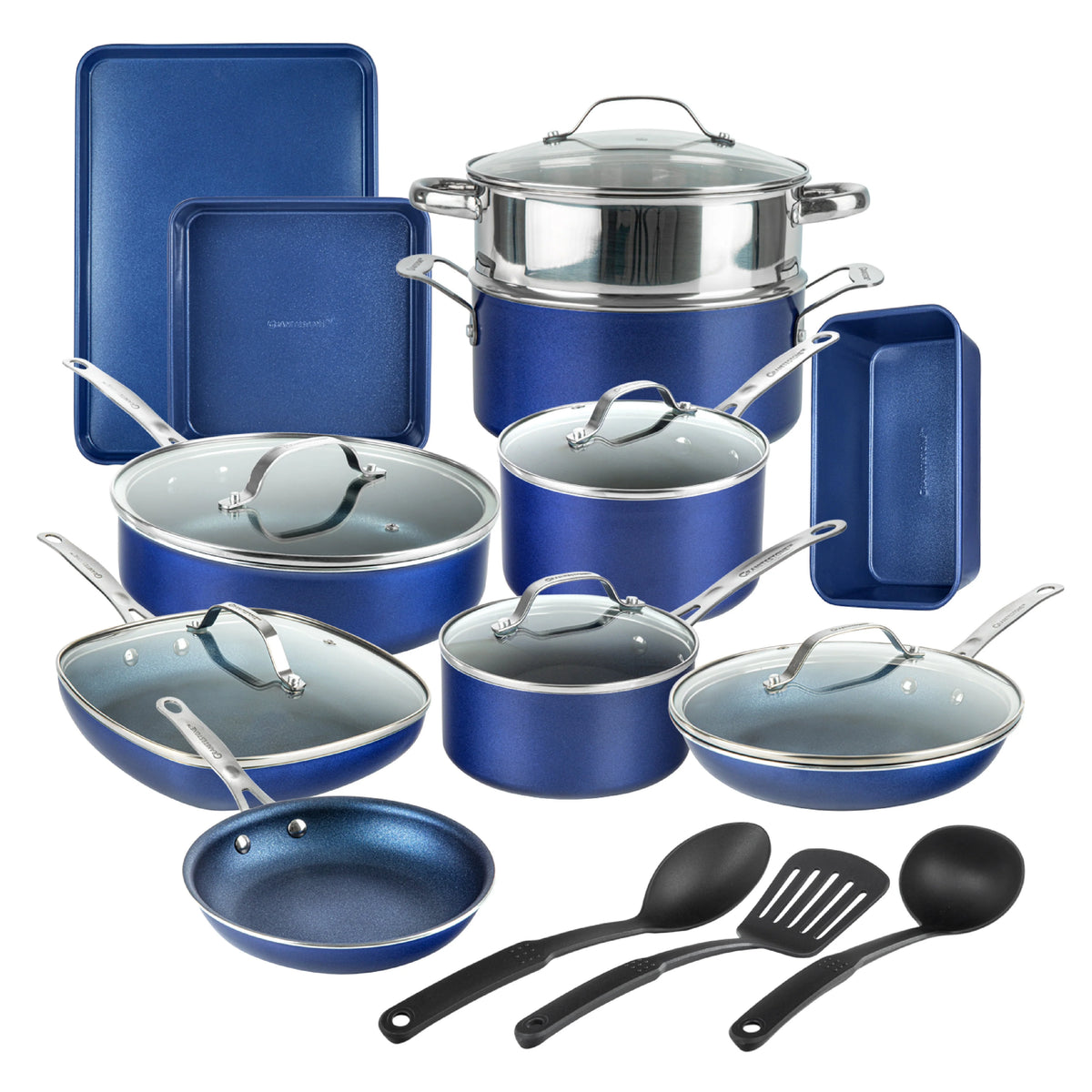 20 Piece Nonstick Blue Cookware Bakeware Set X9340