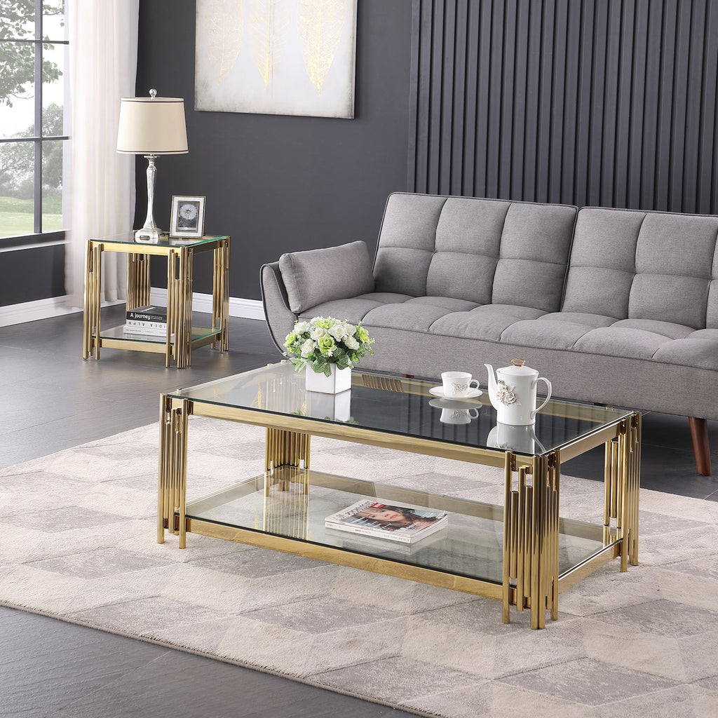 48" Wide Rectangular Glass Top Coffee Table I244121