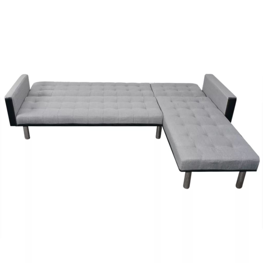 L-shaped Sofa Bed Fabric Black and Gray Z957573