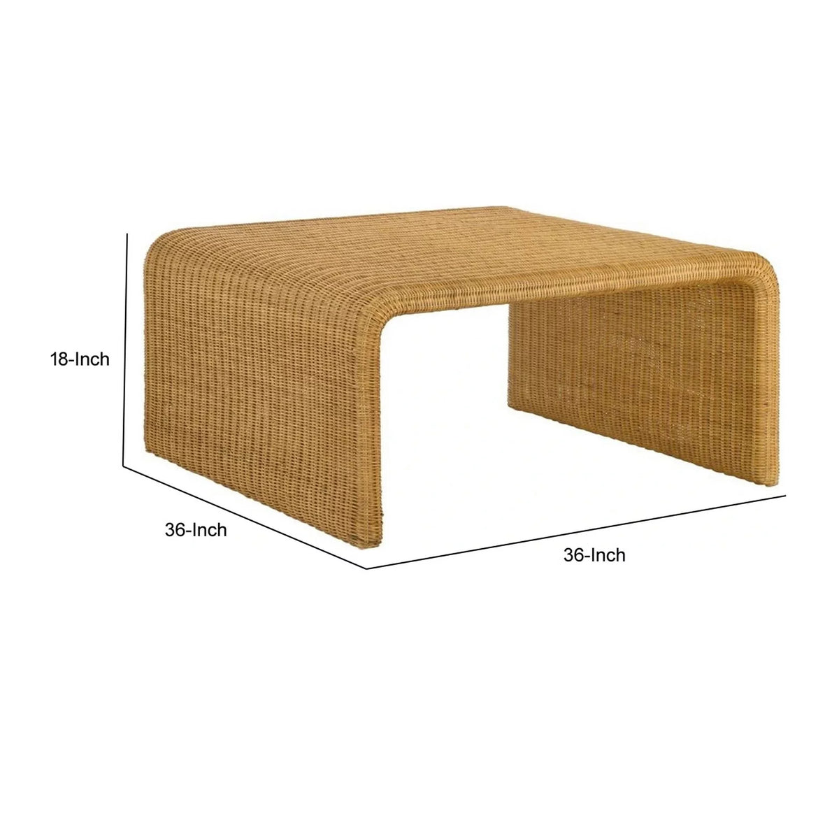 36 Inch Square Rattan Coffee Table S1608