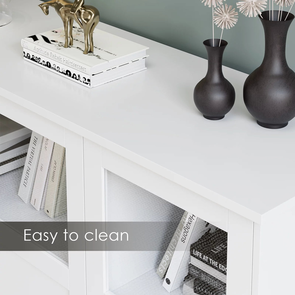 White 3 Glass Door Accent Cabinet B385318