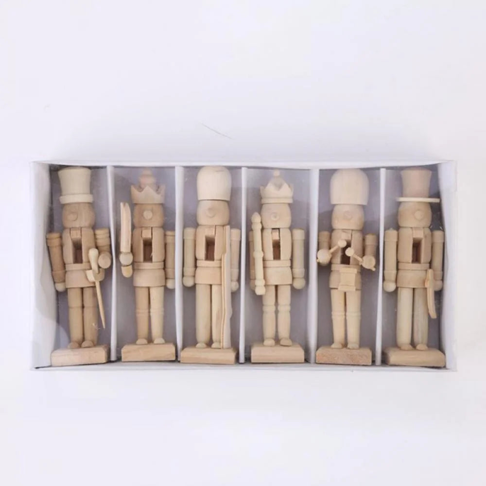Unfinished Wood Nutcracker Ornaments 6 Pcs J7434