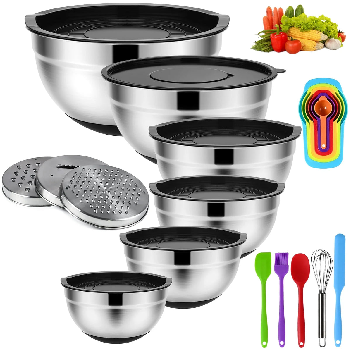 20 Pcs Stainless Steel Mixing Bowls Set with Lids L538