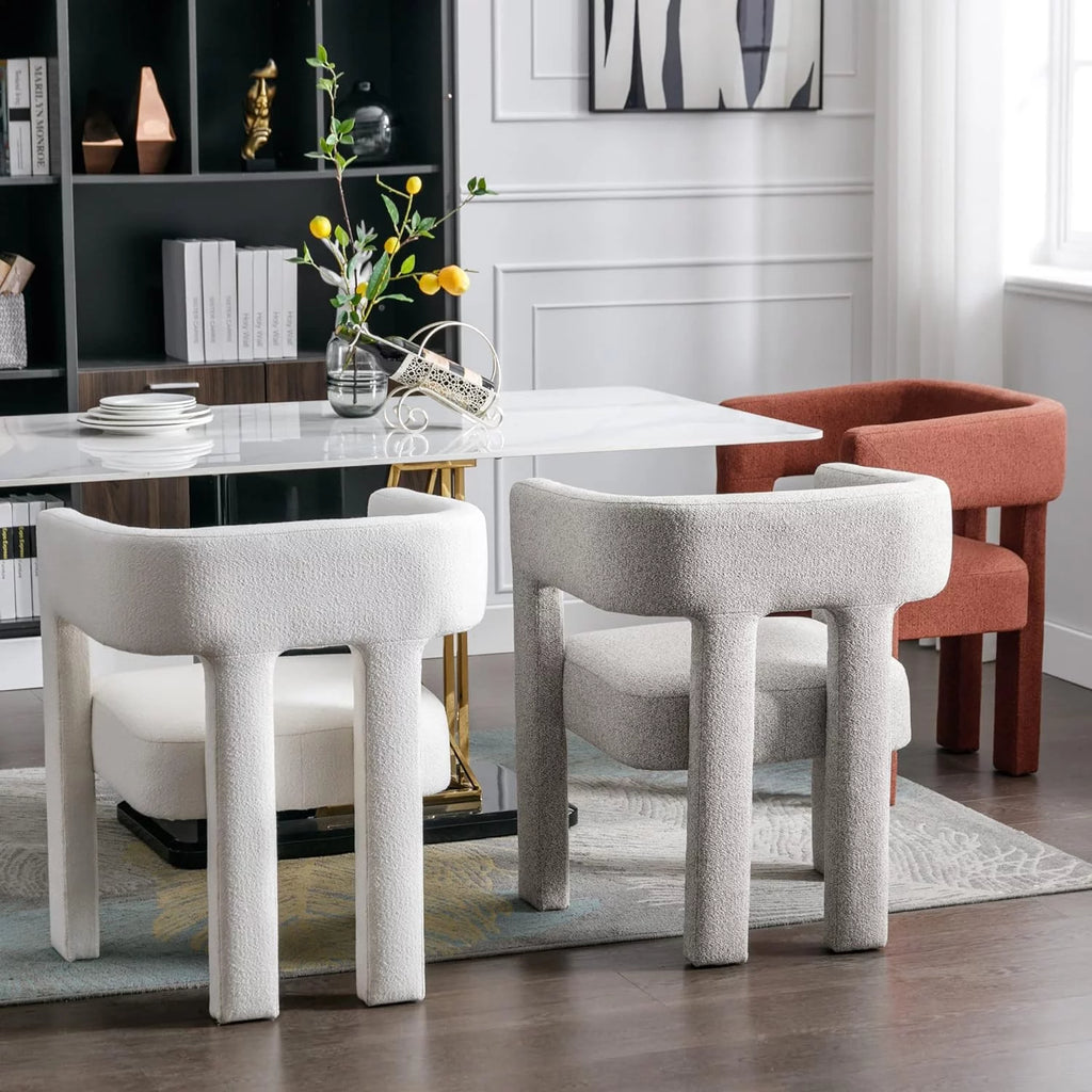 Beige Upholstered Accent Chair with Solid Wood Frame J901321